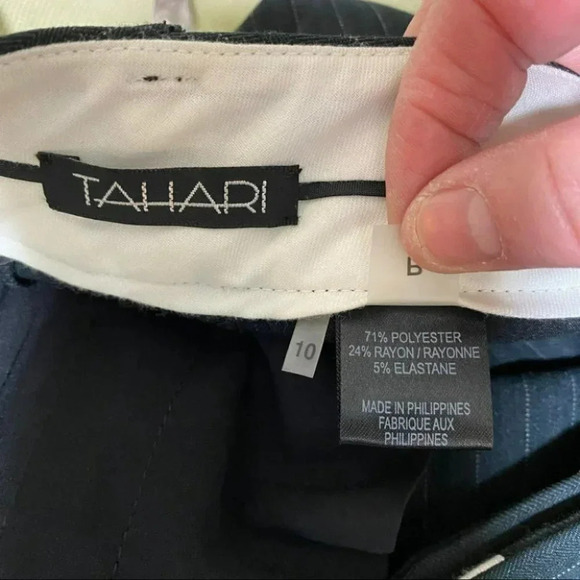 Tahari 10 charcoal pin striped trousers NWT - Picture 5 of 7